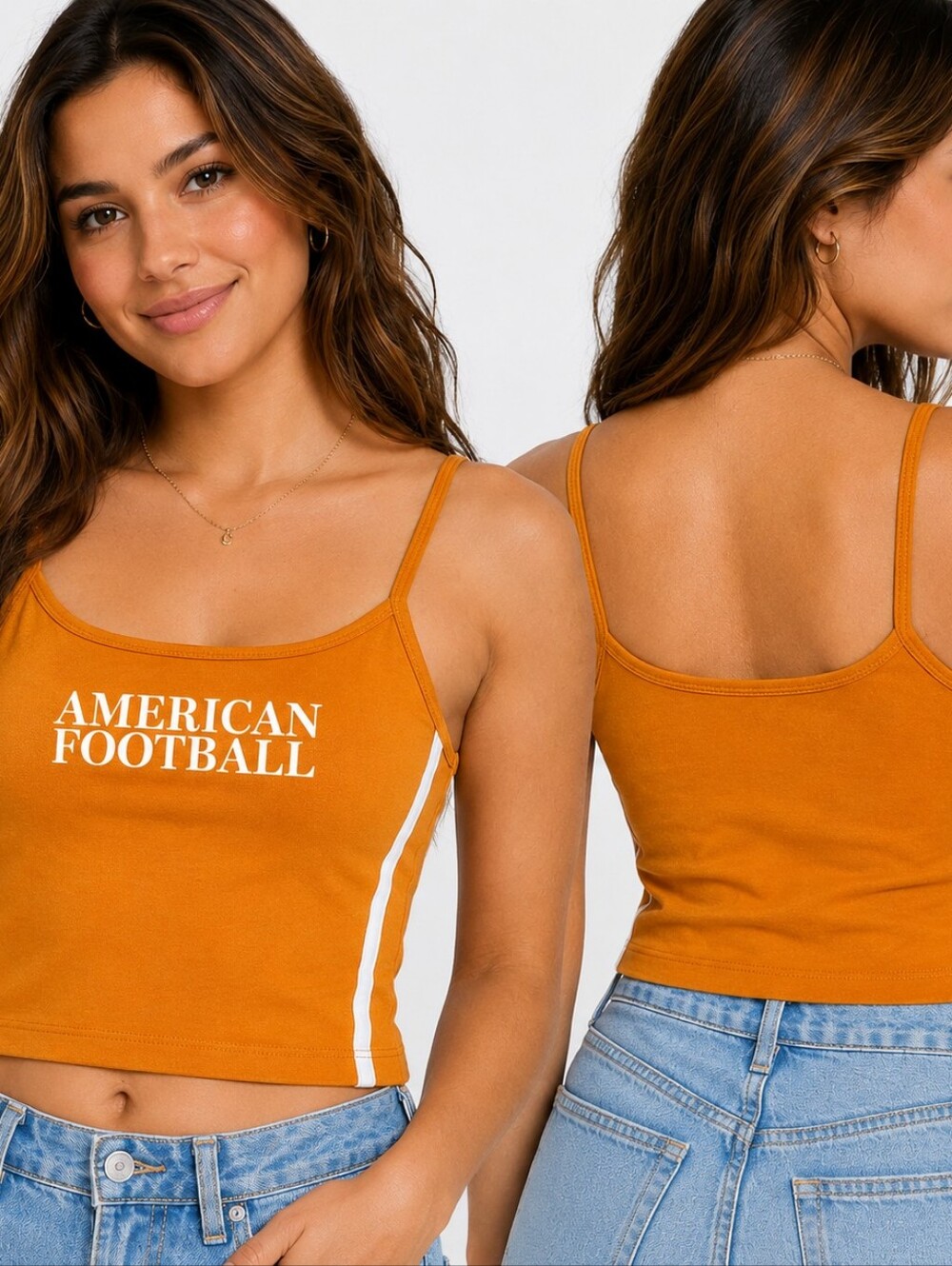 Wild Fable American Football Burnt Orange Tank Top Size S Y2K Sporty Casual